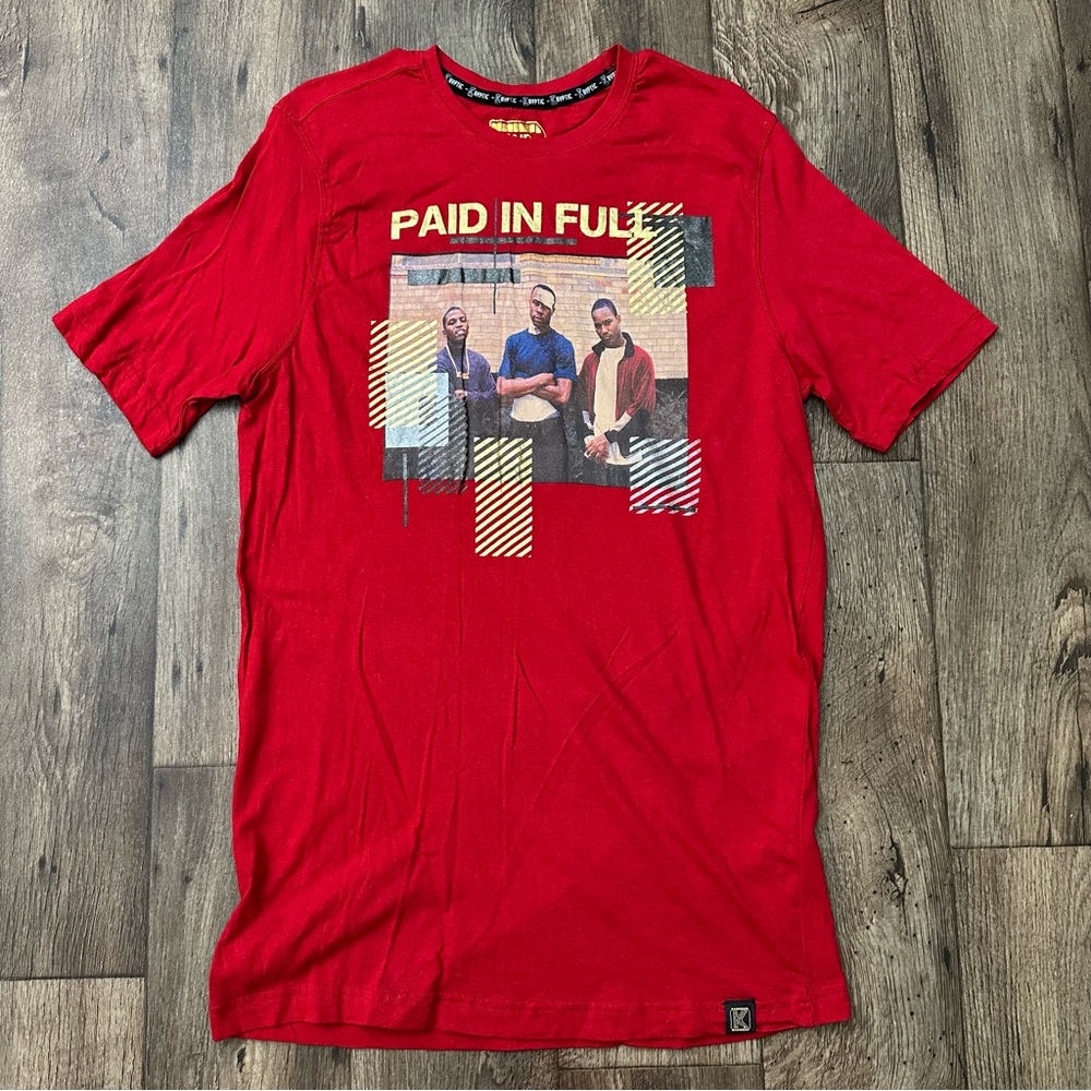Kryptic Paid In Full Cotton Graphic T Shirt Men's Size L Print Movies Red